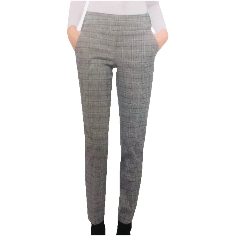 Nine West XXL Women Gray Plaid Pull On High Waisted Legging Pants Work‎ Trouser